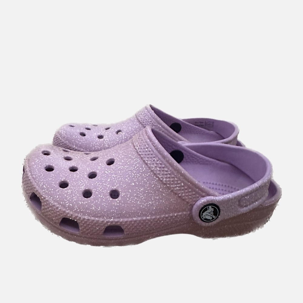 Purple Glittery Crocs Women size 3
